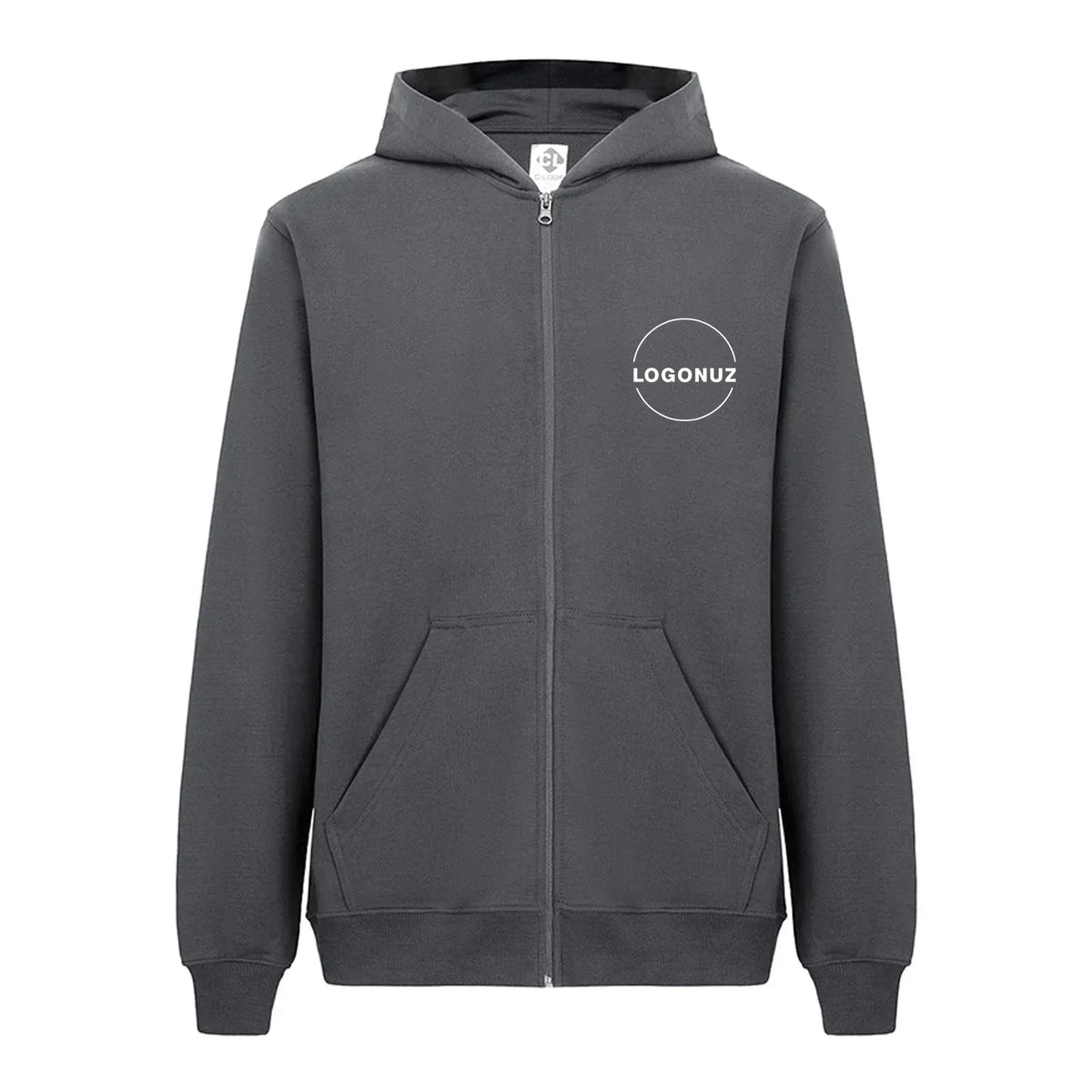 Recycle Kapüşonlu Fermuarlı Sweatshirt - Antrasit