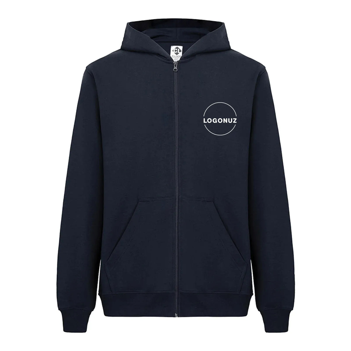 Recycle Kapüşonlu Fermuarlı Sweatshirt - Lacivert
