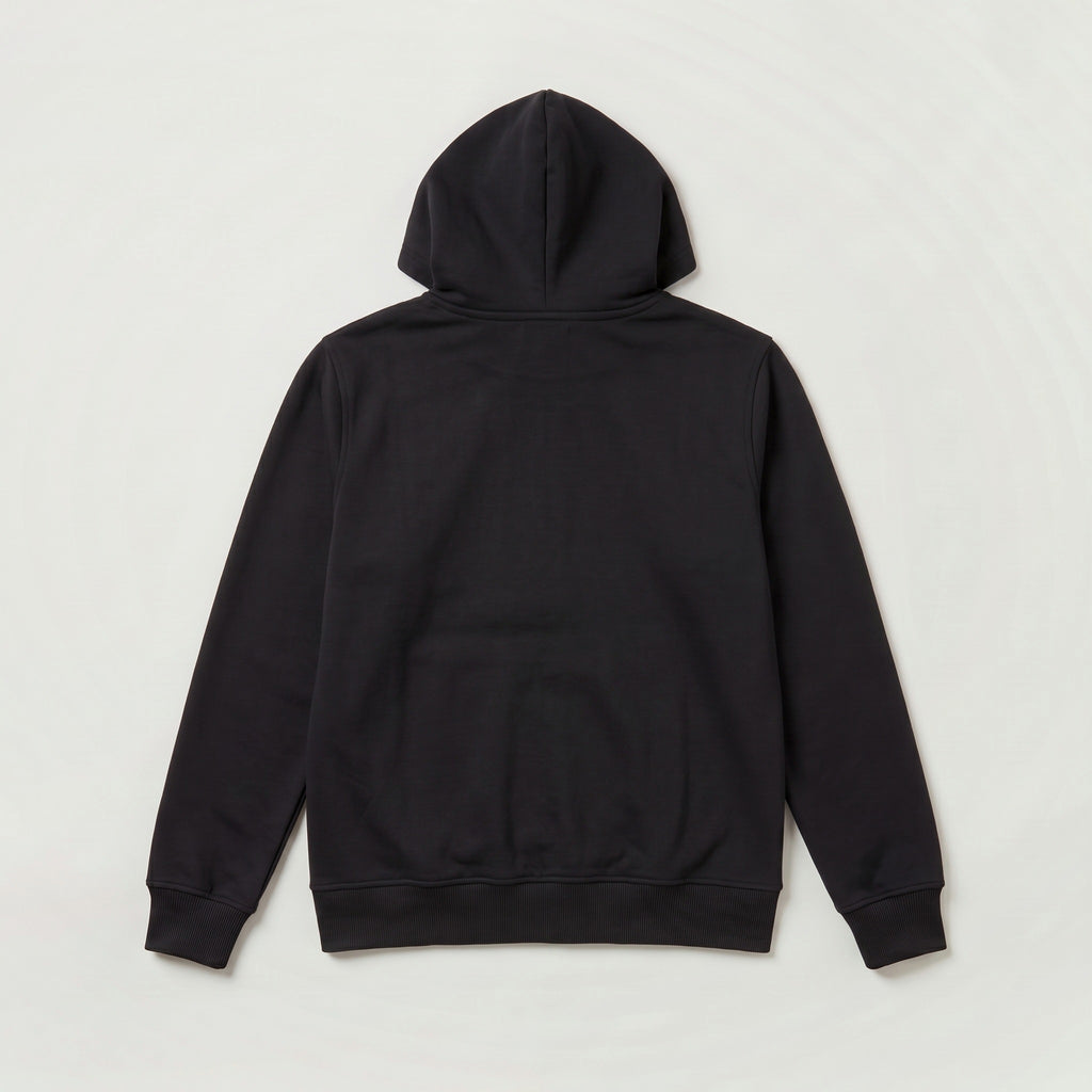 Recycle Kapüşonlu Fermuarlı Sweatshirt - Siyah - Arka