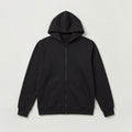 Recycle Kapüşonlu Fermuarlı Sweatshirt - Siyah - Ön