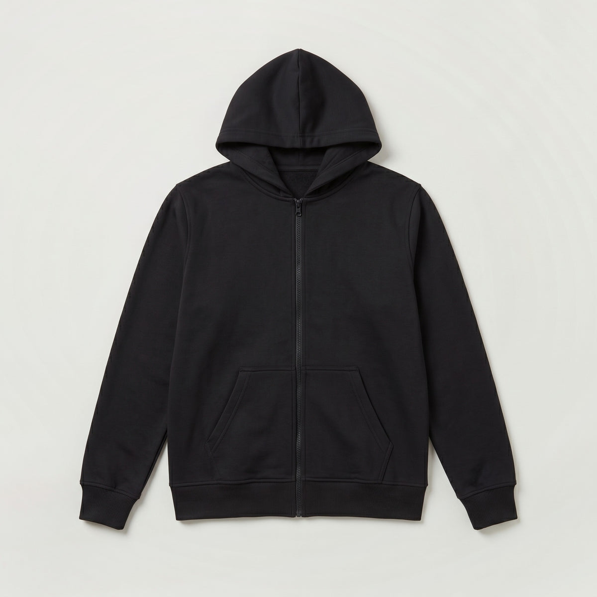 Recycle Kapüşonlu Fermuarlı Sweatshirt - Siyah - Ön