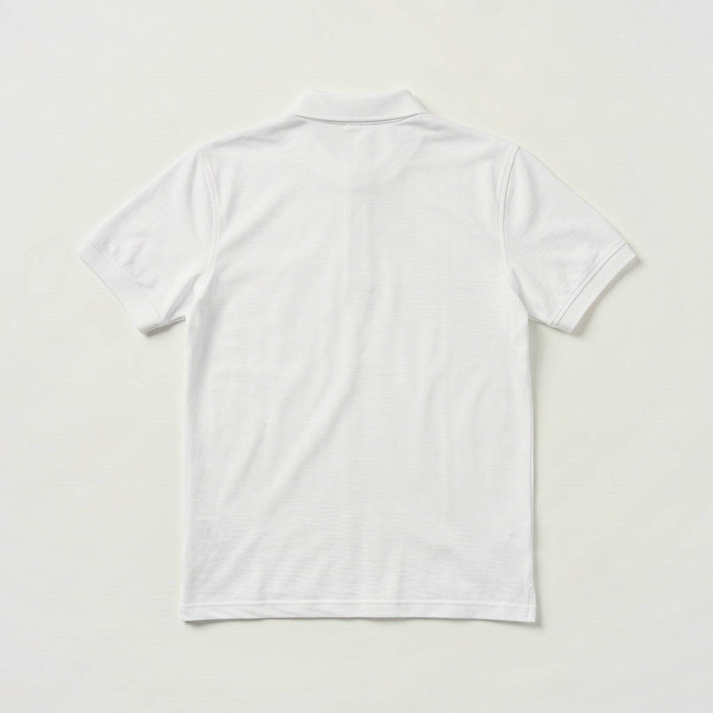Recycle Polo Yaka Tişört - Beyaz - Arka