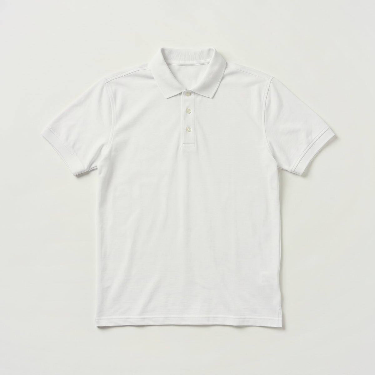 Recycle Polo Yaka Tişört - Beyaz - Ön