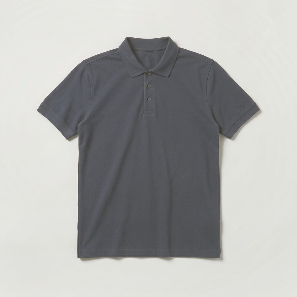 Polo yaka tişört gri - ön