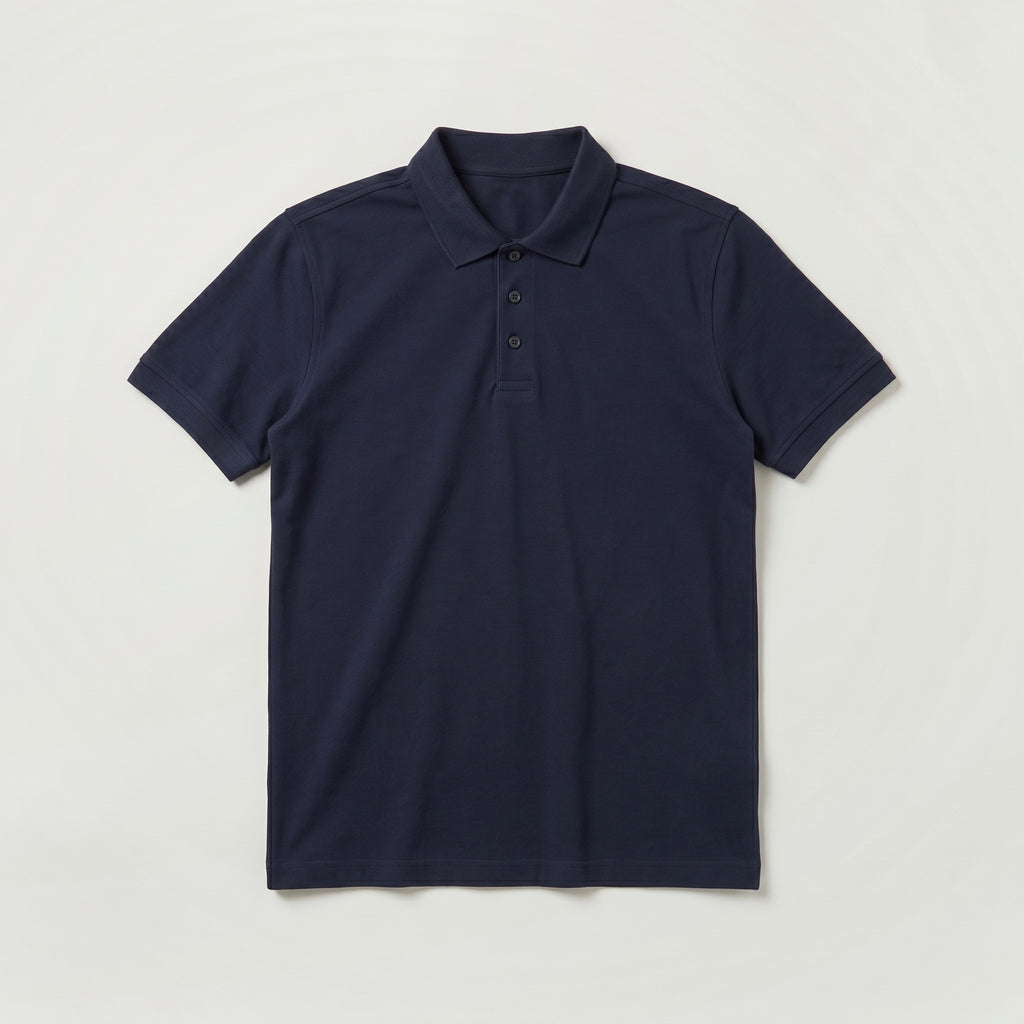 Recycle Polo Yaka Tişört - Lacivert - Ön