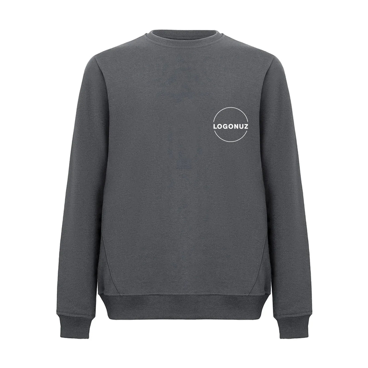Recycle Sıfır Yaka Sweatshirt - Antrasit