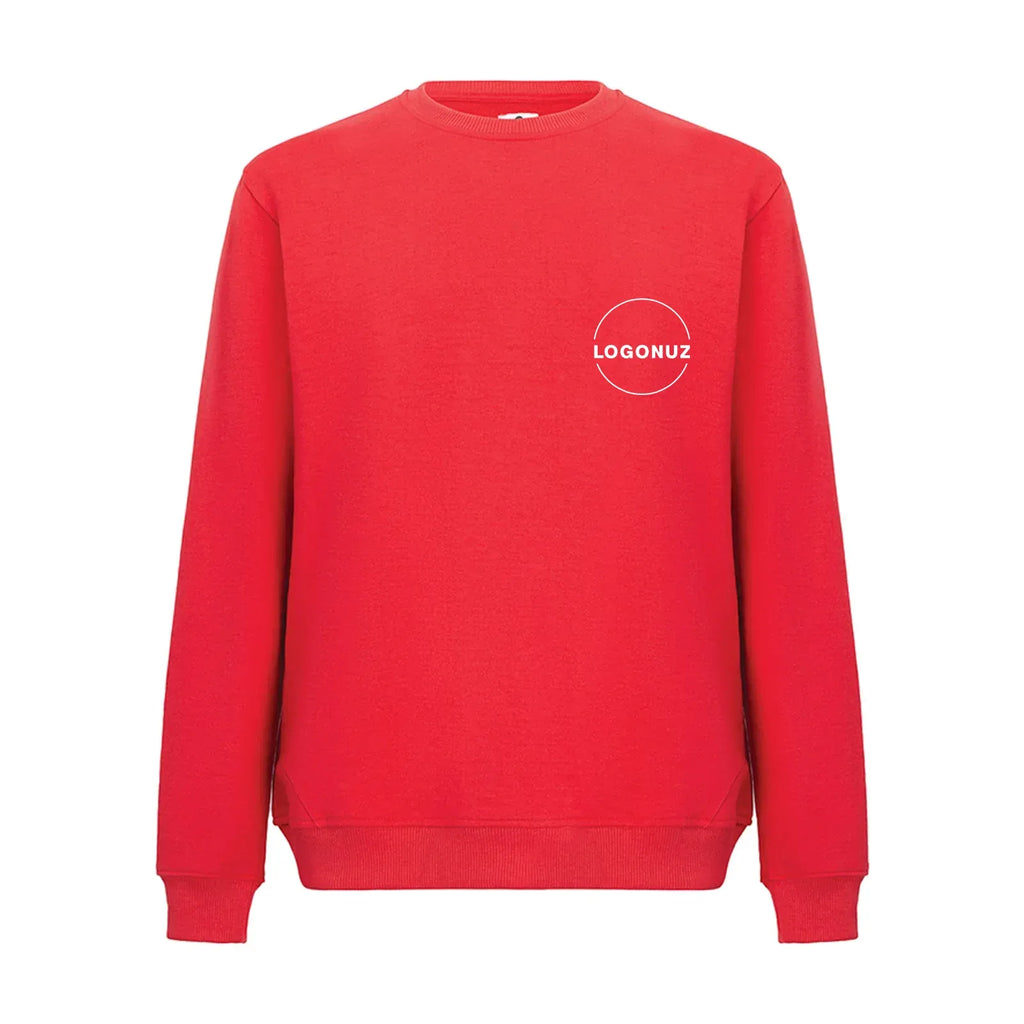 Recycle Sıfır Yaka Sweatshirt - Kırmızı