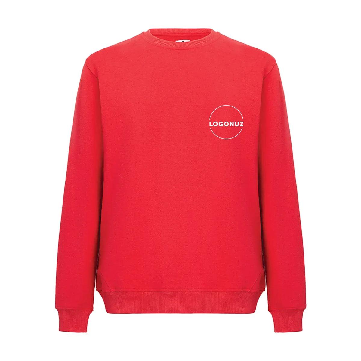 Recycle Sıfır Yaka Sweatshirt - Kırmızı