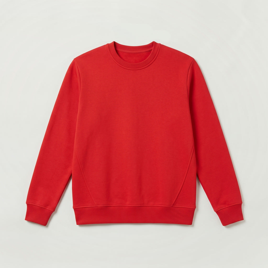 Recycle Sıfır Yaka Sweatshirt - Kırmızı - Ön